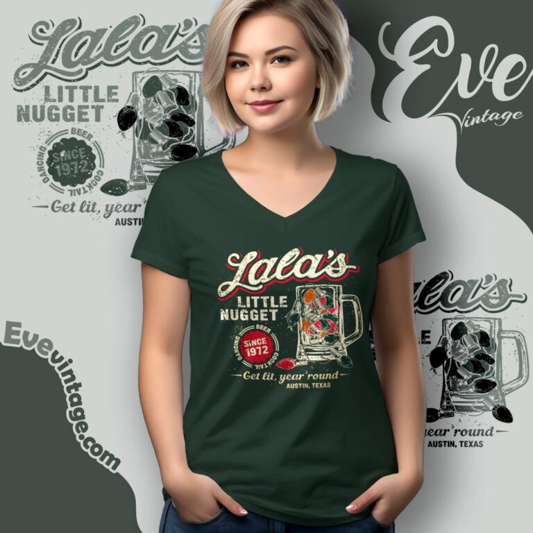Lala's Little Nugget Shirt Texas Dive Bar V Neck TShirt Lala's Little Nugget Shirt Texas Dive Bar V Neck TShirt